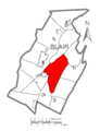 Map of Frankstown Township, Blair County, Pennsylvania Highlighted