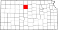 Map of Kansas highlighting Osborne County
