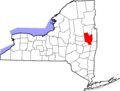 Map of New York highlighting Saratoga County