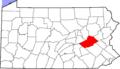 Map of Pennsylvania highlighting Schuylkill County