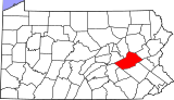 Map of Pennsylvania highlighting Schuylkill County.svg