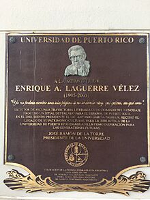 Placard of Enrique A Laguerre Velez at the library's entrance.jpg