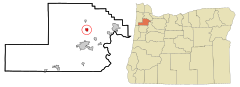 Yamhill County Oregon Incorporated and Unincorporated areas Carlton Highlighted.svg