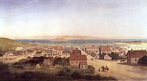 Archivo:'View of San Francisco in 1850', 1878, oil on canvas painting by George Henry Burgess, 1878