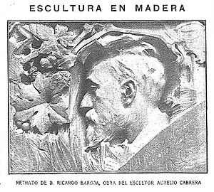 Archivo:1904-12-19, El Gráfico, Escultura en madera, Retrato de D. Ricardo Baroja, obra del escultor Aurelio Cabrera