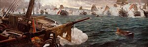 Archivo:Combate de Trafalgar, por Justo Ruiz Luna