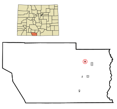 Conejos County Colorado Incorporated and Unincorporated areas La Jara Highlighted.svg