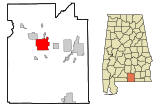 Covington County Alabama Incorporated and Unincorporated areas Andalusia Highlighted.svg