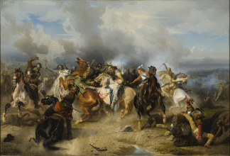 Archivo:Death of King Gustav II Adolf of Sweden at the Battle of Lützen (Carl Wahlbom) - Nationalmuseum - 18031