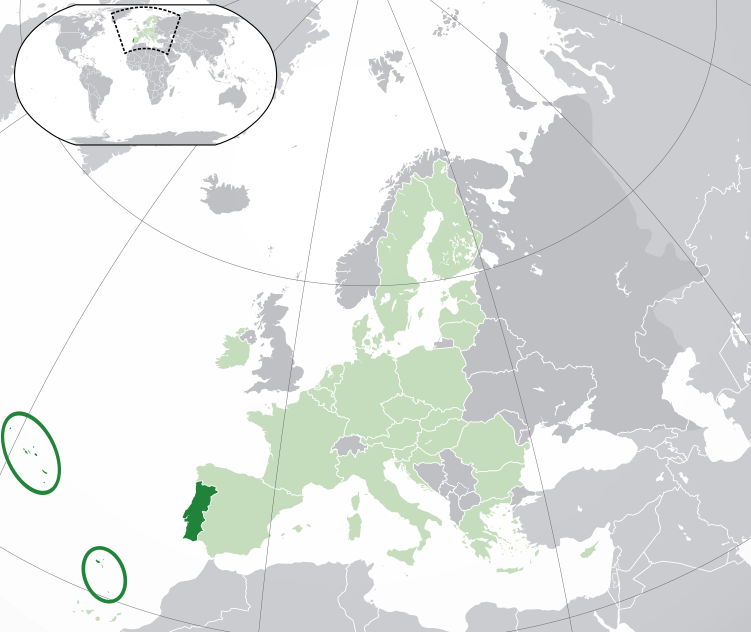 EU-Portugal with islands circled