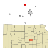 Harvey County Kansas Incorporated and Unincorporated areas Hesston Highlighted.svg