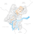 Karte Gemeinden des Bezirks Lugano 2008