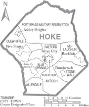 Archivo:Map of Hoke County North Carolina With Municipal and Township Labels