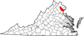 Map of Virginia highlighting Prince William County