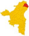 Map of comune of Siniscola (province of Nuoro, region Sardinia, Italy) - 2016