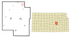 Marion County Kansas Incorporated and Unincorporated areas Lost Springs Highlighted.svg