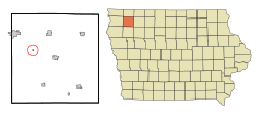 O'Brien County Iowa Incorporated and Unincorporated areas Archer Highlighted.svg