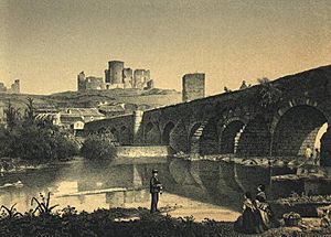 Archivo:Puente y restos del castillo de Alba de Tormes (1865) Parcerisa, F. J. cropped