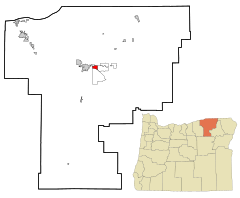 Umatilla County Oregon Incorporated and Unincorporated areas Gopher Flats Highlighted.svg