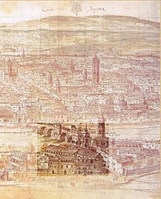Archivo:Vista de Zaragoza (1563) - Convento de San Lázaro