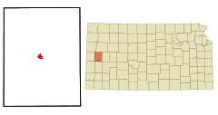 Wichita County Kansas Incorporated and Unincorporated areas Leoti Highlighted.svg
