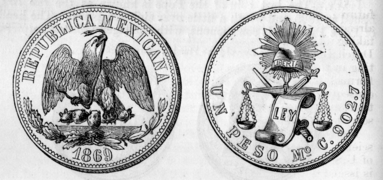 1869 Mexican peso both