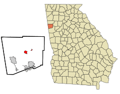 Haralson County Georgia Incorporated and Unincorporated areas Buchanan Highlighted.svg