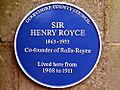 Henry Royces' Blue plaque in Quarndon