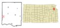 Jefferson County Kansas Incorporated and Unincorporated areas Meriden Highlighted