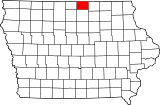 Map of Iowa highlighting Worth County.svg