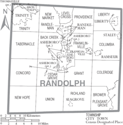 Archivo:Map of Randolph County North Carolina With Municipal and Township Labels