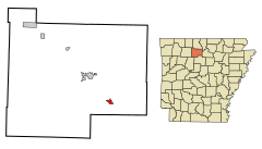 Searcy County Arkansas Incorporated and Unincorporated areas Leslie Highlighted.svg
