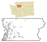 Snohomish County Washington Incorporated and Unincorporated areas Silvana Highlighted.svg