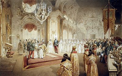 Archivo:Wedding of Grand Duke Alexandr Alexandrovich and Maria Feodorovna by M.Zichy (1867, Hermitage)