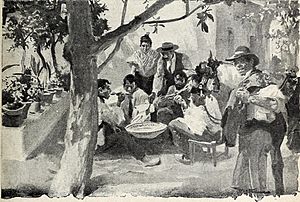 Archivo:1897-08-07, Blanco y Negro, Cosas de verano VI, El gazpacho, El Doctor Thebussem, Huertas 01 (cropped)