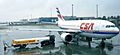 Aircraft being fueled by tanker