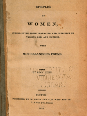 Archivo:Epistles on Women, by Lucy Aikin (1810, Boston)