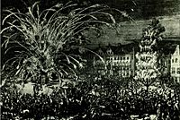 Archivo:Fireworks in brussel 1686 in conmemoration of the liberation of hungary