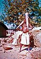 Indian wrestler exercising near Varanasi. 1973