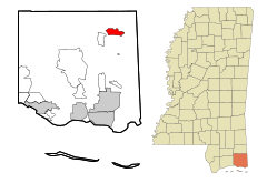 Jackson County Mississippi Incorporated and Unincorporated areas Hurley Highlighted.svg