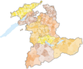 Karte Gemeinden des Kantons Bern farbig 2014