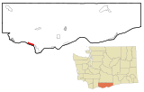 Klickitat County Washington Incorporated and Unincorporated areas Lyle Highlighted.svg