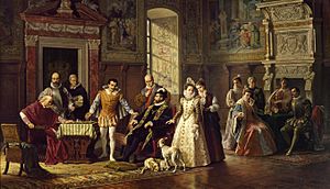 Archivo:Luigi Mussini- Leonardo da Cutro e Ruy Lopez giocano a scacchi alla corte di Spagna
