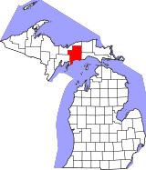 Map of Michigan highlighting Schoolcraft County.svg