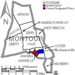 Archivo:Map of Montour County Pennsylvania With Municipal and Township Labels