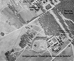 Archivo:Mapa de 1978 con la ubicación del antiguo Palacio Chalet de los duques de Santoña, localizado en el actual barrio de La Peseta en Madrid