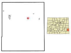 Prowers County Colorado Incorporated and Unincorporated areas Granada Highlighted.svg