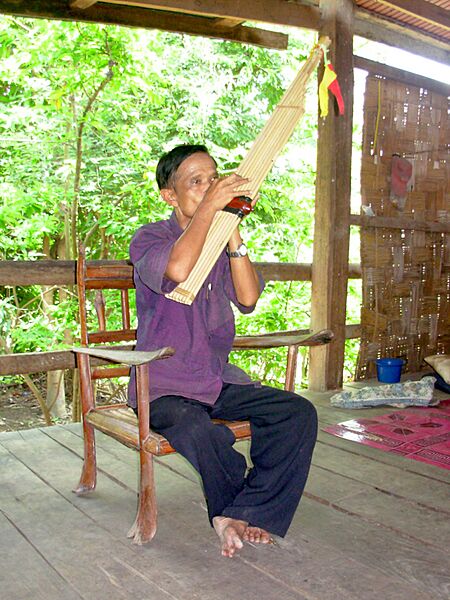 A Mangkong man plays khene in Laos