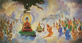 Buddha preaching Abhidhamma in Tavatimsa.jpg