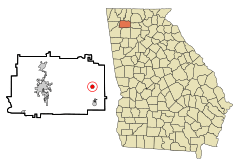 Gordon County Georgia Incorporated and Unincorporated areas Ranger Highlighted.svg